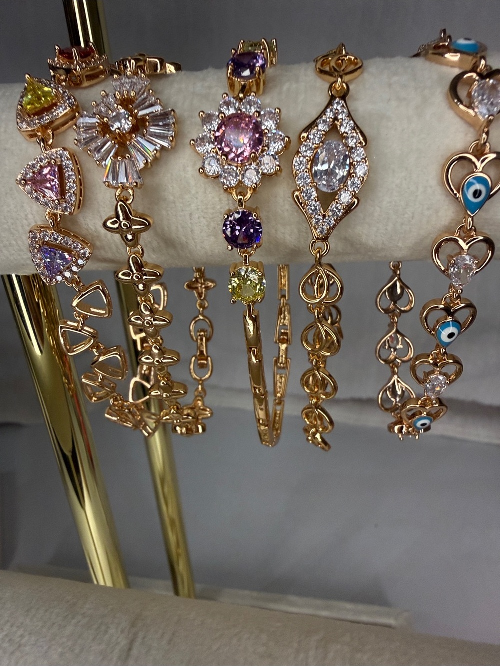 Triple Gold Plated 7” Flower Bracelet